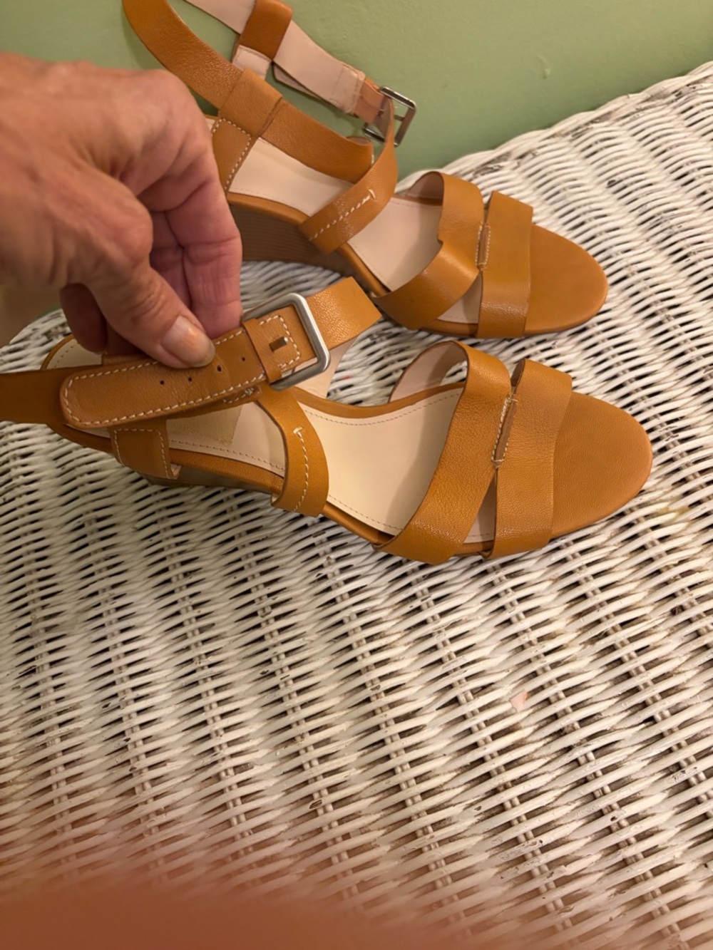Tahari Women's Strappy Low Wedge Sandals - Tan